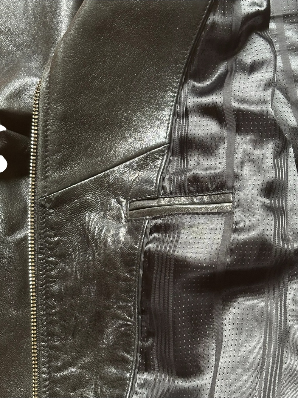 Massimo Dutti Black Leather Moto Biker Jacket - Picture 10 of 12